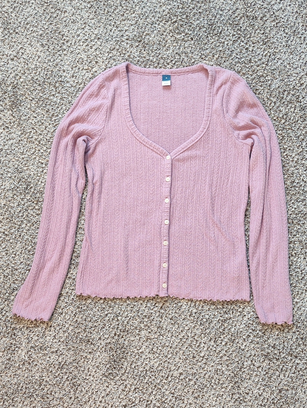 Old Navy Dusty Pink Ribbed Button-Down Top